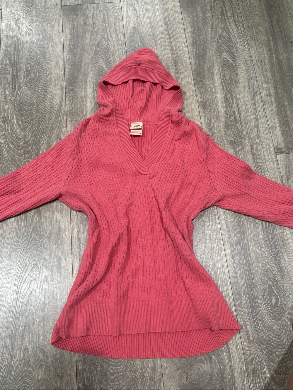 Y2K Faded Glory Hooded V-Neck Sweater
